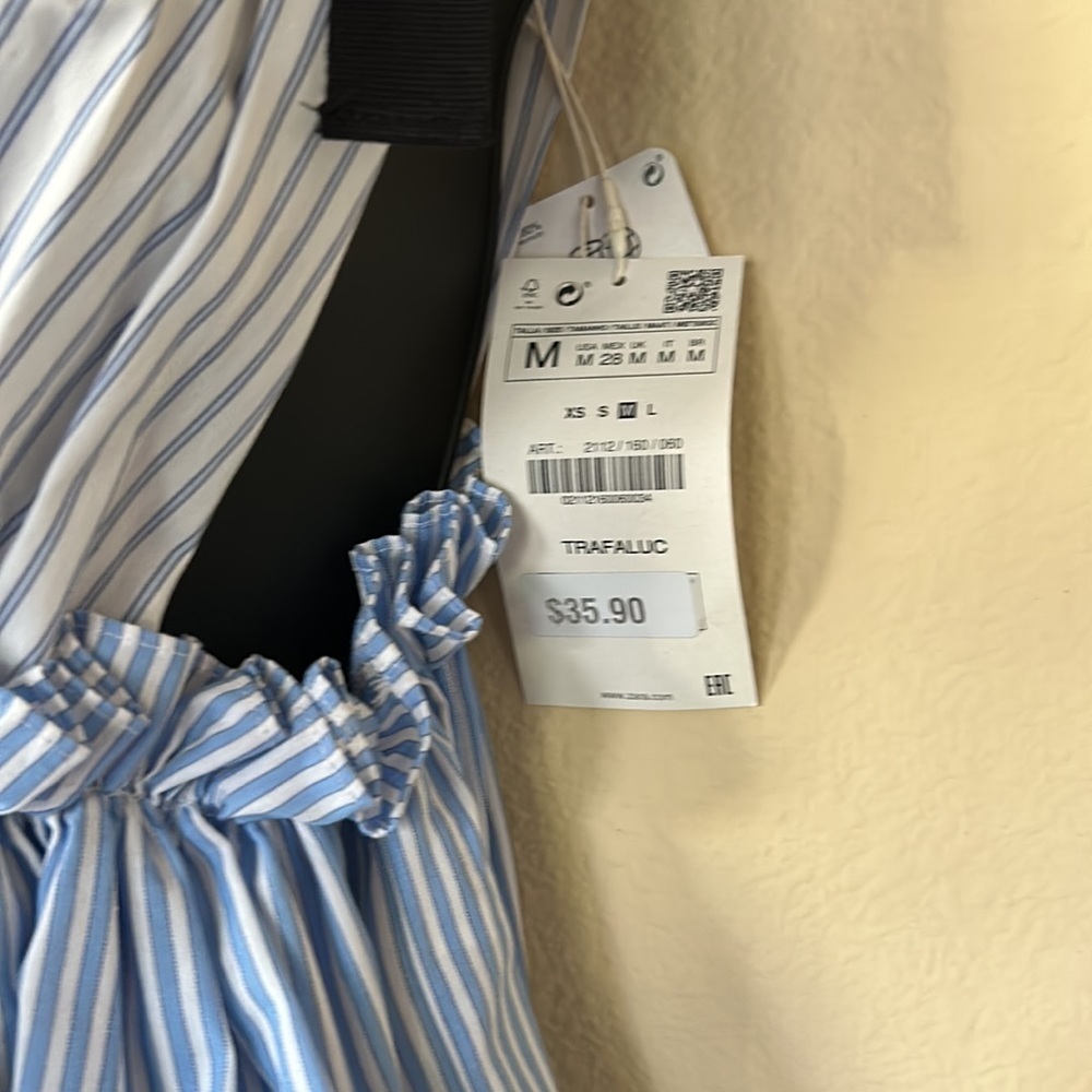 Zara Blue and White Striped Crop Top - Picture 4 of 4